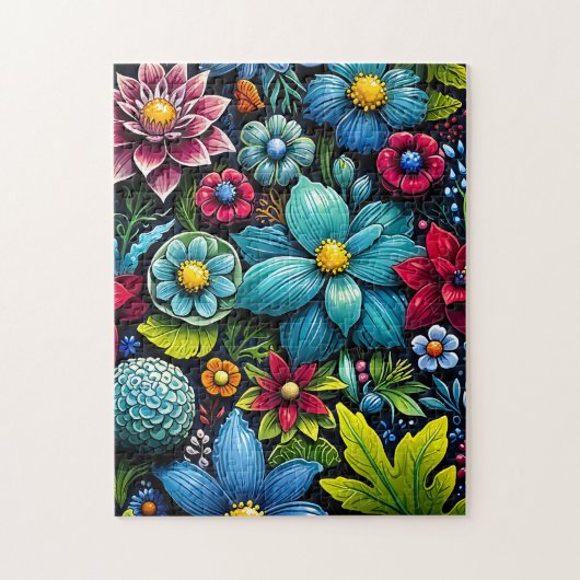 Levendige fantasie bloementuin legpuzzel (Verticaal)
