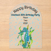 Levendige Fantasy Aqua Blue Zee Dragon Bubbles Acryl Uitnodigingen (Voorkant)