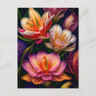 Levendige Fantasy Tuin Bloemen Briefkaart