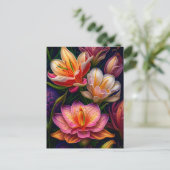 Levendige Fantasy Tuin Bloemen Briefkaart (Staand voorkant)