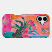 Levendige Fauvist Vaas van roze bloemen iPhone Hoesje (Achterkant horizontaal)