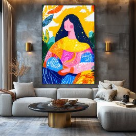 Levendige Fauvistische Visie op De Mona Lisa Canvas Afdruk