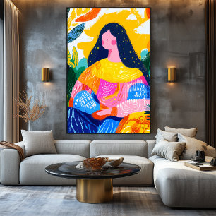 Levendige Fauvistische Visie op De Mona Lisa Canvas Afdruk
