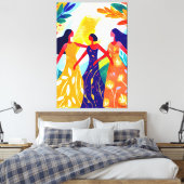 Levendige Fauvistische Visie van de Drie Gratiën Canvas Afdruk (Insitu (Slaapkamer))