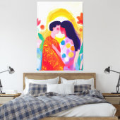 Levendige Fauvistische Visie van De Kus Canvas Afdruk (Insitu (Slaapkamer))