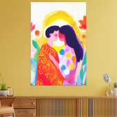 Levendige Fauvistische Visie van De Kus Canvas Afdruk (Insitu (Woonkamer))