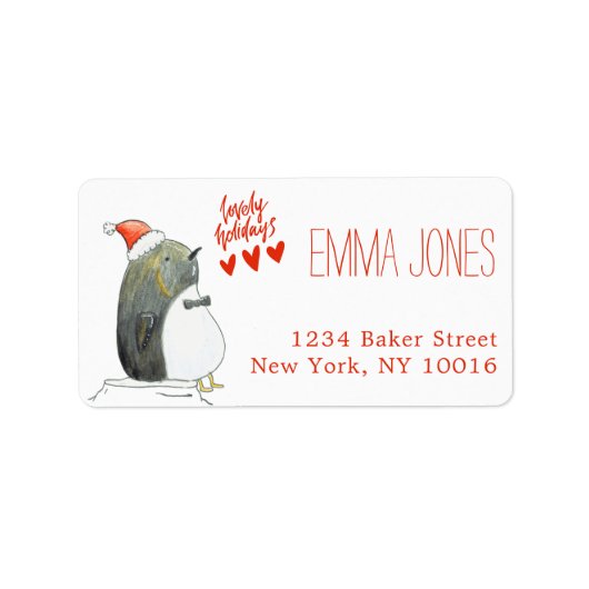 Levendige Feestdagen | Kerst van Cute Penguin Etiket (Voorkant)