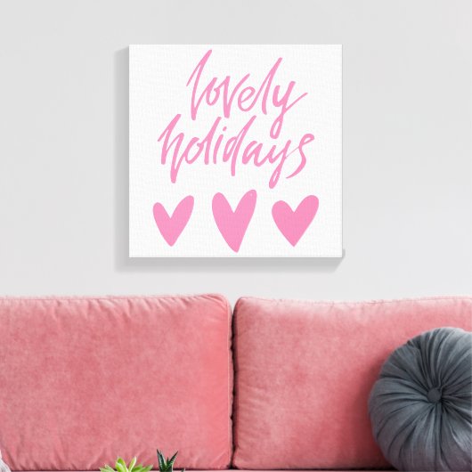 Levendige Feestdagen | Roze kerst met hart Canvas Afdruk (Insitu (Woonkamer))