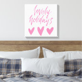 Levendige Feestdagen | Roze kerst met hart Canvas Afdruk (Insitu (Slaapkamer))