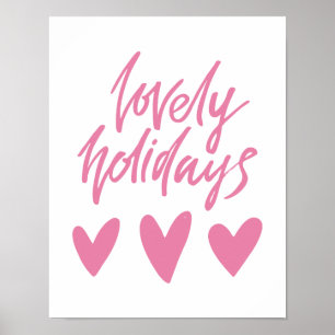 Levendige Feestdagen   Roze kerst met hart Poster