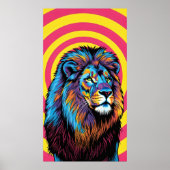 Levendige felgekleurde leeuw poster (Voorkant)