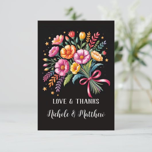 Levendige Fiesta bruiloft boeket bruiloft Bedankkaart (Staand voorkant)