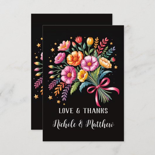 Levendige Fiesta bruiloft boeket bruiloft Bedankkaart (Voorkant / Achterkant)