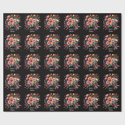 Levendige Fiesta bruiloft boeket bruiloft Cadeaupapier (Vlak)