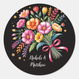 Levendige Fiesta bruiloft boeket bruiloft Ronde Sticker