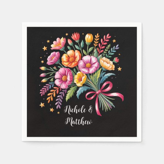 Levendige Fiesta bruiloft boeket bruiloft Servet (Voorkant)