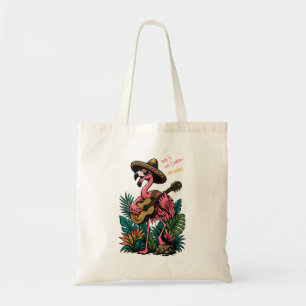 levendige flamingo die een sombrero draagt en gita tote bag