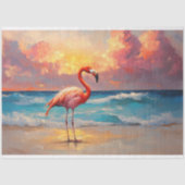 Levendige Flamingo op het strand Decoupage Tissuepapier (Voorkant)