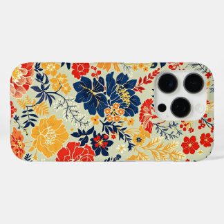 Levendige flora rood, geel en blauw op wit iPhone 16 pro hoesje