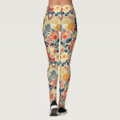 Levendige flora rood, geel en blauw op wit leggings (Achterkant)