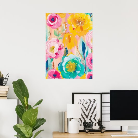 Levendige Floral Art Print (Thuiskantoor)
