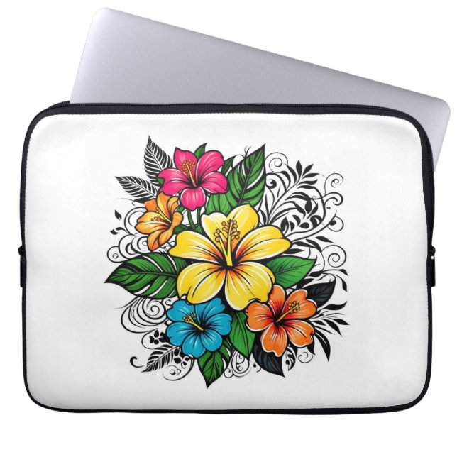 Levendige Floral Bloom Laptop Sleeve (Voorkant)