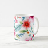 Levendige Floral Coffee Mok – Waterverf Flowers (Voorkant rechts)