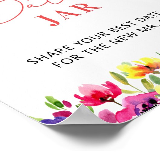 Levendige Floral Date Jar Bruidsspel Poster (Hoek)