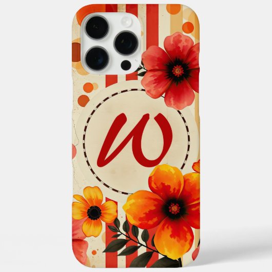 Levendige Floral Distressed Waterverf Chic Monogra Case-Mate iPhone Case (Achterkant)