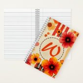 Levendige Floral Distressed Waterverf Chic Monogra Notitieboek (Binnen)