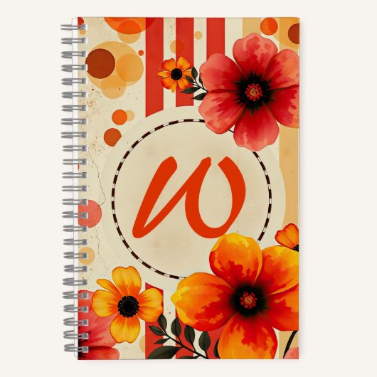 Levendige Floral Distressed Waterverf Chic Monogra Notitieboek (Voorkant)