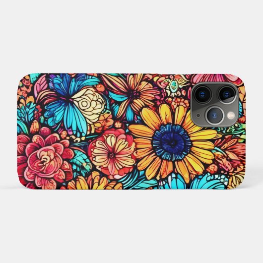 Levendige Floral Doodle Explosion Case-Mate iPhone Case (Achterkant (horizontaal))