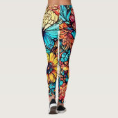 Levendige Floral Doodle Explosion Leggings (Achterkant)
