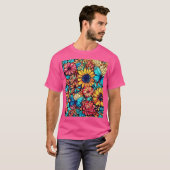 Levendige Floral Doodle Explosion T-shirt (Voorkant volledig)