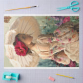 Levendige Floral, Elegante Dame met een Parasol Tissuepapier (Craft)