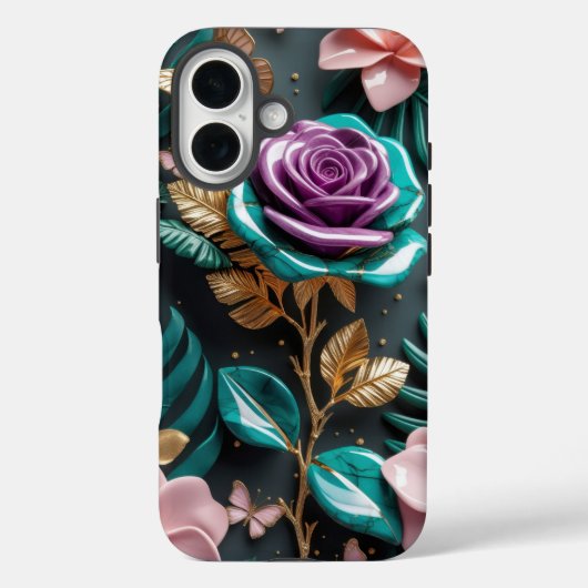 Levendige Floral Fantasy met Paarse Roos Case-Mate iPhone Case (Achterkant)