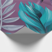 Levendige Floral Fantasy op Deep Paarse Canvas Cadeaupapier (Hoek)