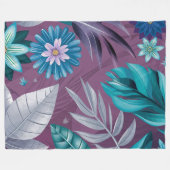 Levendige Floral Fantasy op Deep Paarse Canvas Fleece Deken (Voorkant (Horizontaal))