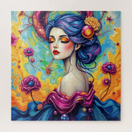 Levendige Floral Fantasy Vrouw Jigsaw Puzzel