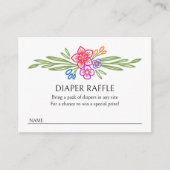 Levendige Floral Fiesta Luier Raffle Douche Informatiekaartje (Voorkant)