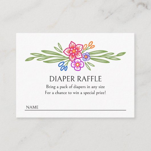 Levendige Floral Fiesta Luier Raffle Douche Informatiekaartje (Voorkant)