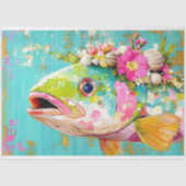 Levendige  Floral Fish Decoupage Tissuepapier (Voorkant)