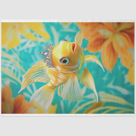 Levendige  Floral Fish Decoupage Tissuepapier (Voorkant)