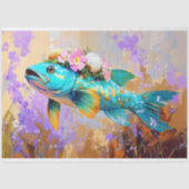 Levendige  Floral Fish Decoupage Tissuepapier (Voorkant)