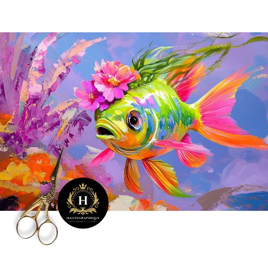 Levendige  Floral Fish Decoupage Tissuepapier