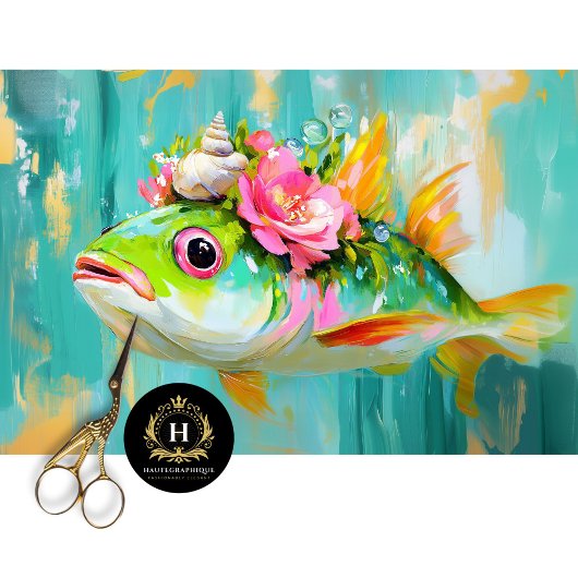 Levendige  Floral Fish Decoupage Tissuepapier