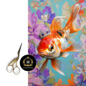 Levendige  Floral Fish Decoupage Tissuepapier