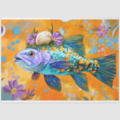 Levendige  Floral Fish Decoupage Tissuepapier (Voorkant)