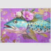 Levendige  Floral Fish Decoupage Tissuepapier (Voorkant)