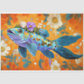Levendige  Floral Fish Decoupage Tissuepapier (Voorkant)